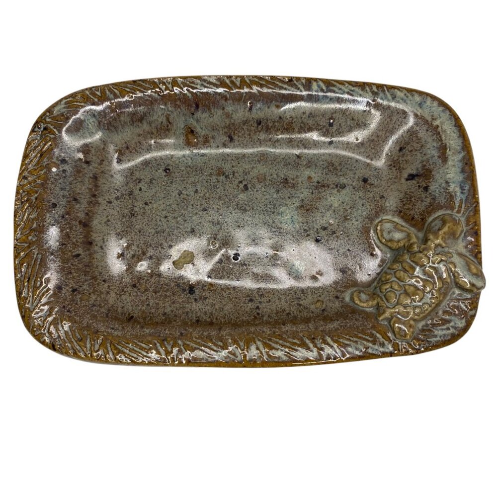 Korpnick Seagrove Brown Turtle Pottery Mud Puddle Glazed Keys Dish Beach House